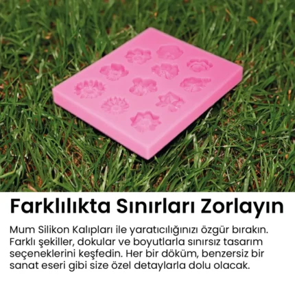 Tas Tozu Kaliplari Taslak Kurtarilan Calisma Yuzeyi 1 kopya 2 Mini Çiçek Desenli Silikon Kalıp