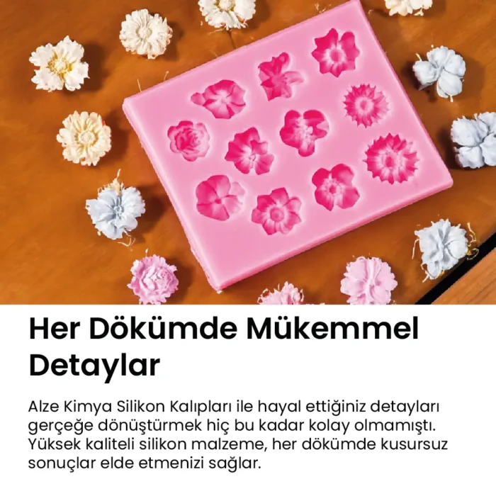 Mini Çiçek Desenli Silikon Kalıp - Görsel 2