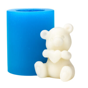 Kalp Tutan Mini Ayı Silikon Kalıbı - 3 cm Bardak Üstü Süslemeye Uygun