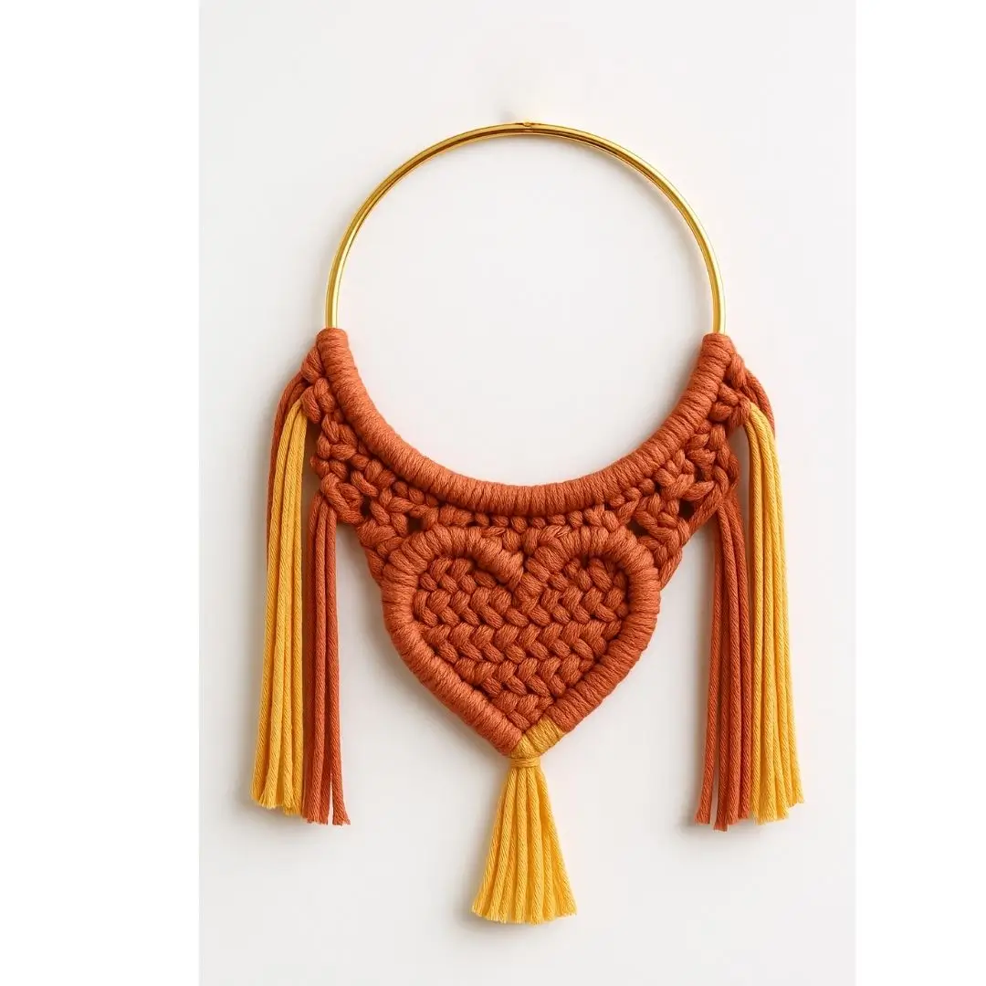 Altın Renkli Halkalar Makrome Kasası 2 Altın Renkli Halkalar Makrome Kasası - Görsel 2