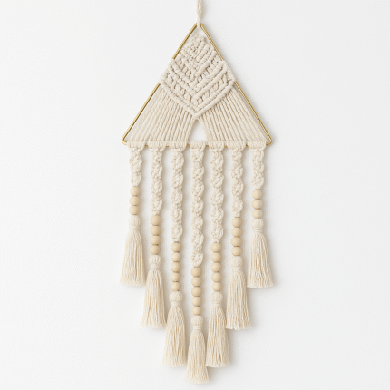 Alze Kimya - Mum Malzemeleri Hobi Marketiniz 112 Alternative view of Altın Renkli Üçgen Makrome Kasası | 25 Cm