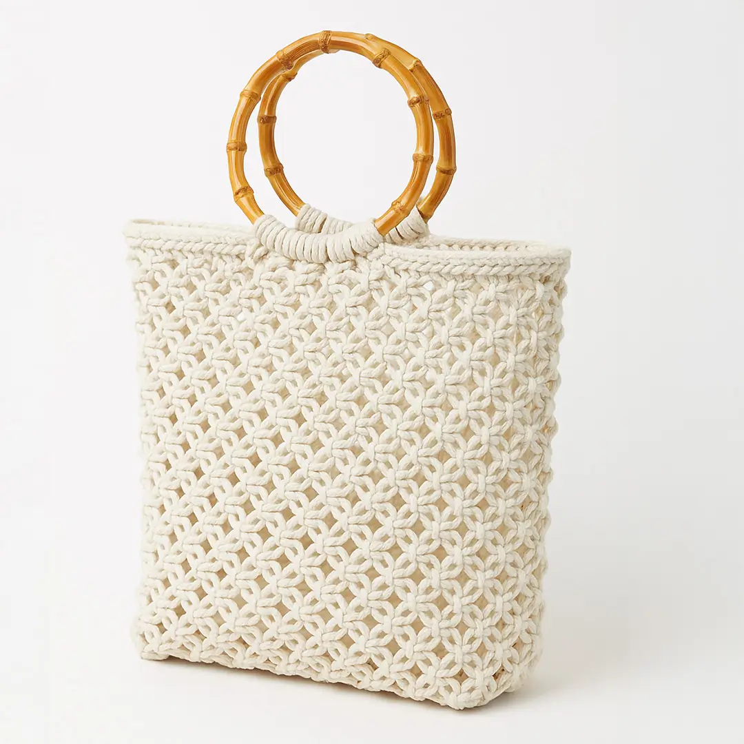 Bambu Görünümlü Yuvarlak Makrome Çanta Sapı – 20 cm 2 Bambu Görünümlü Yuvarlak Makrome Çanta Sapı – 20 cm - Görsel 2